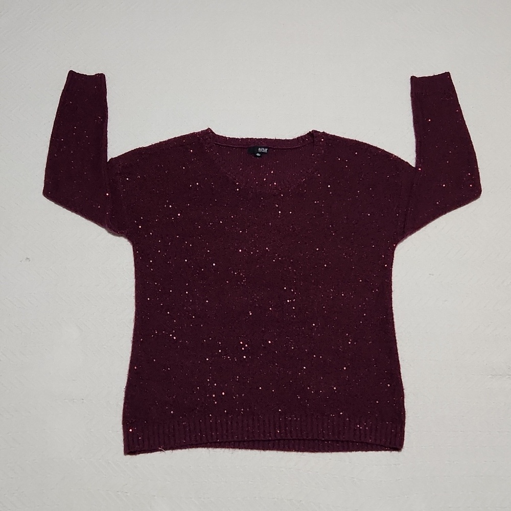 A.N.A SWEATER SIZE XL. SEQUIN SWEATER. COLOR WINE.